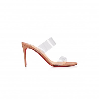 CHRISTIAN LOUBOUTIN JUST NOTHING 85 MM SANDALS-PVC AND PATENT CALF-BLUSH-WOMEN 3190081PK1A